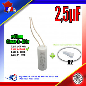 Condensateur Permanent de 2,5μF (2.5uF) Moteur Volet roulant - Store de marque BUBENDORFF Condensateur Permanent de 2,5μF (2.5uF) Moteur Volet roulant - Store de marque BUBENDORFF