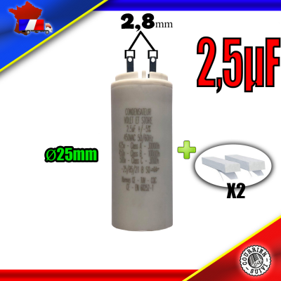 Condensateur de démarrage de 2,5μF (2,5uF) pour moteur volet roulant - store de marque SOMFY