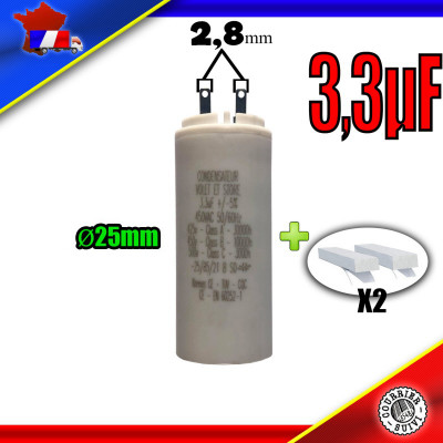 Condensateur de démarrage de 3,3μF (3,3uF) pour moteur volet roulant - store de marque SIMU
