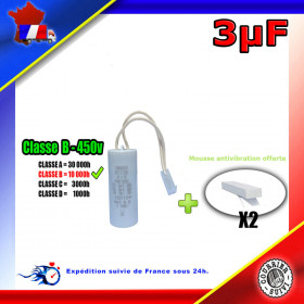 Condensateur permanent de 3μF (3uF) fils connecteur pour moteur volet roulant - store de marque NICE