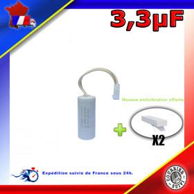 Condensateur permanent de 3,3μF (3,3uF) fils connecteur pour moteur volet roulant - store de marque NICE