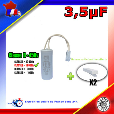 Condensateur permanent de 3,5μF (3,5uF) fils connecteur pour moteur volet roulant - store de marque NICE