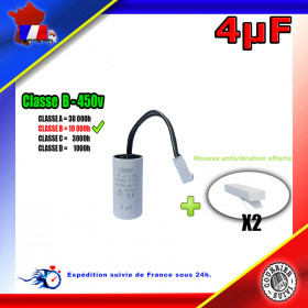 Condensateur permanent de 4μF (4uF) fils connecteur pour moteur volet roulant - store de marque NICE