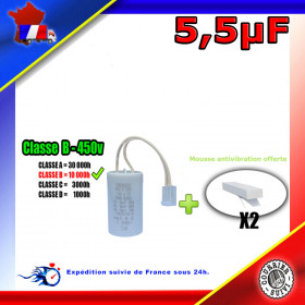 Condensateur permanent de 5,5μF (5,5uF) fils connecteur pour moteur volet roulant - store de marque NICE