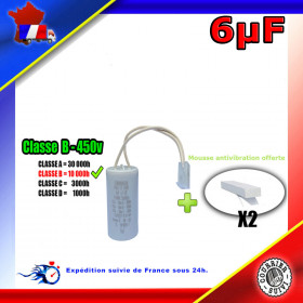 Condensateur permanent de 6μF (6uF) fils connecteur pour moteur volet roulant - store de marque NICE