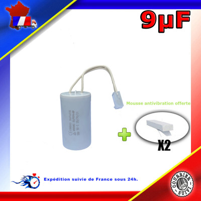 Condensateur permanent de 9μF (9uF) fils connecteur pour moteur volet roulant - store de marque NICE