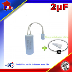 Condensateur permanent de 2μF (2uF) fils connecteur pour moteur volet roulant - store de marque NICE