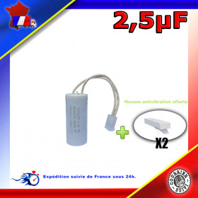 Condensateur permanent de 2,5μF (2,5uF) fils connecteur pour moteur volet roulant de marque NICE