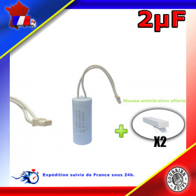 Condensateur de démarrage de 2μF (2uF) fils connecteur type B moteur volet roulant BUBENDORFF