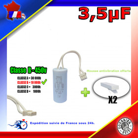 Condensateur de démarrage de 3,5μF (3,5uF) fils connecteur type B moteur volet roulant BUBENDORFF