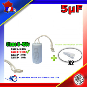 Condensateur de démarrage de 5μF (5uF) fils connecteur type B moteur volet roulant BUBENDORFF