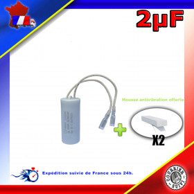 Condensateur de démarrage de 2μF (2uF) fils connecteurs 2,8mm femelles pour moteur volet roulant - store