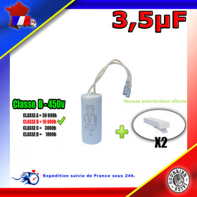 Condensateur de démarrage de 3,5μF (3,5uF) fils connecteurs 2,8mm femelles moteur volet roulant - store