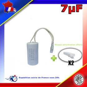 Condensateur de démarrage de 7μF (7uF) fils connecteurs 2,8mm femelles pour moteur volet roulant - store