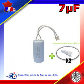 Condensateur de démarrage de 7μF (7uF) fils connecteur type B pour moteur volet roulant BUBENDORFF