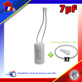 Condensateur de démarrage de 7μF (7uF) fils connecteur type A pour moteur volet roulant BUBENDORFF
