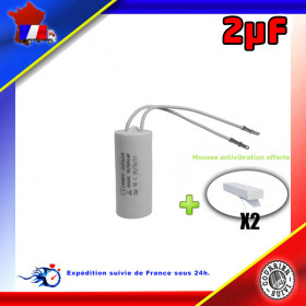 Condensateur de démarrage de 2μF (2uF) fils connecteurs 2,8mm males pour moteur volet roulant - store
