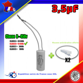 Condensateur de démarrage de 3,5μF (3,5uF) fils connecteurs 2,8mm males pour moteur volet roulant - store