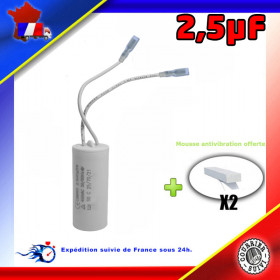 Condensateur de démarrage de 2,5μF (2,5uF) fils connecteurs 2,8mm femelle pour moteur volet roulant - store