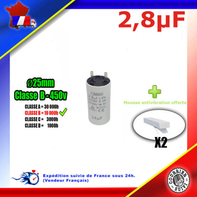 Condensateur Permanent de 2,8μF (2.8uF) Moteur Volet roulant - Store de marque SIMU
