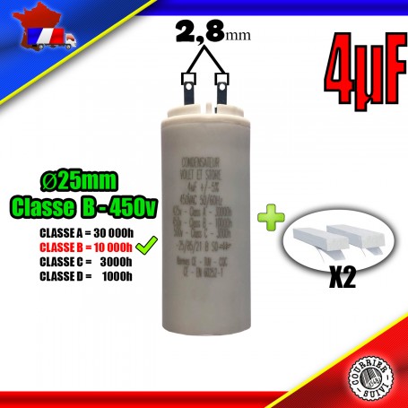 Condensateur de démarrage de 4μF (4uF) pour moteur volet roulant - store de marque SOMFY