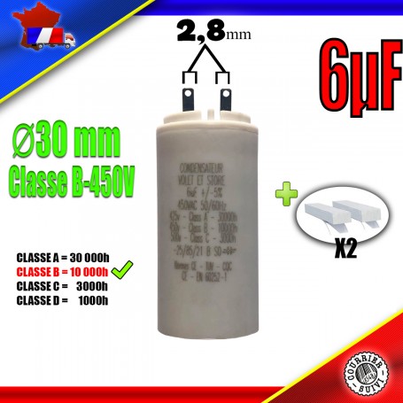 Condensateur Permanent de 6μF (6uF) Moteur Volet roulant - Store de marque FRANCIAFLEX - FRANCIASOFT
