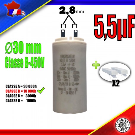 Condensateur Permanent de 5.5μF (5,5uF) Moteur Volet roulant - Store de marque SOMFY