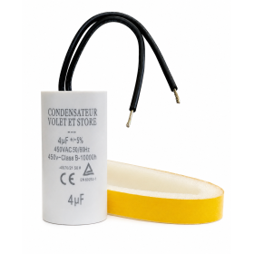 Condensateur Permanent de 4μF (4uF) à fils pour moteur volet roulant - store de marque Jolly Motor