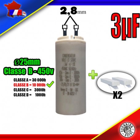Condensateur de démarrage de 3μF (3uF) pour moteur volet roulant - store de marque NICE